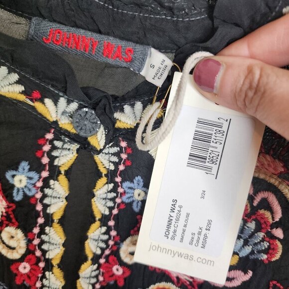 NWT Johnny Was Simone Blouse Embroidered Bohemian Size Small - Picture 14 of 15